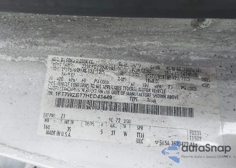 2017 Ford F-250 Xlt из США, поврежденный, VIN 1FT7W2BT7HED43449